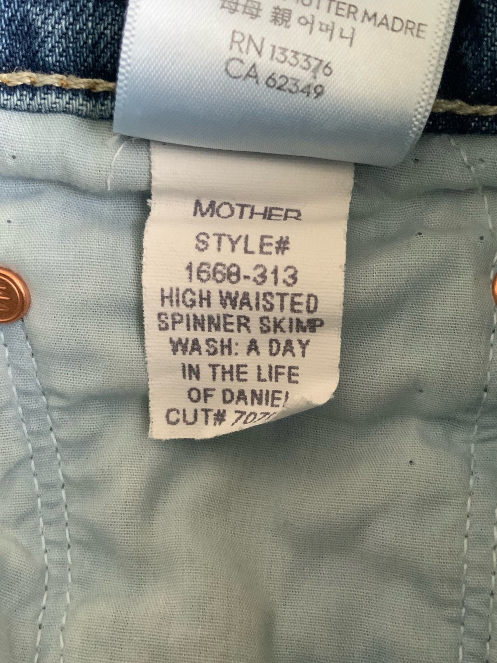MOTHER SUPERIOR Jeans High Waisted Spinner Skimp Blue Size 27 - Picture 11 of 13
